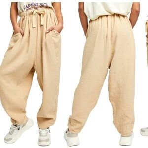 Free People Essential Double Cloth Pants in Mustard Seed XS NWT